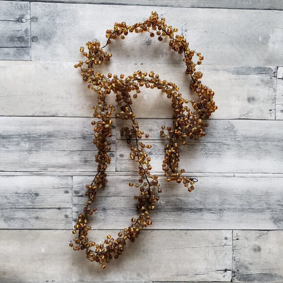 (Set of 2) Pottery Barn Amber PEPPERBERRY GARLAND 5’ Pepper Berry Glass - Picture 5 of 8